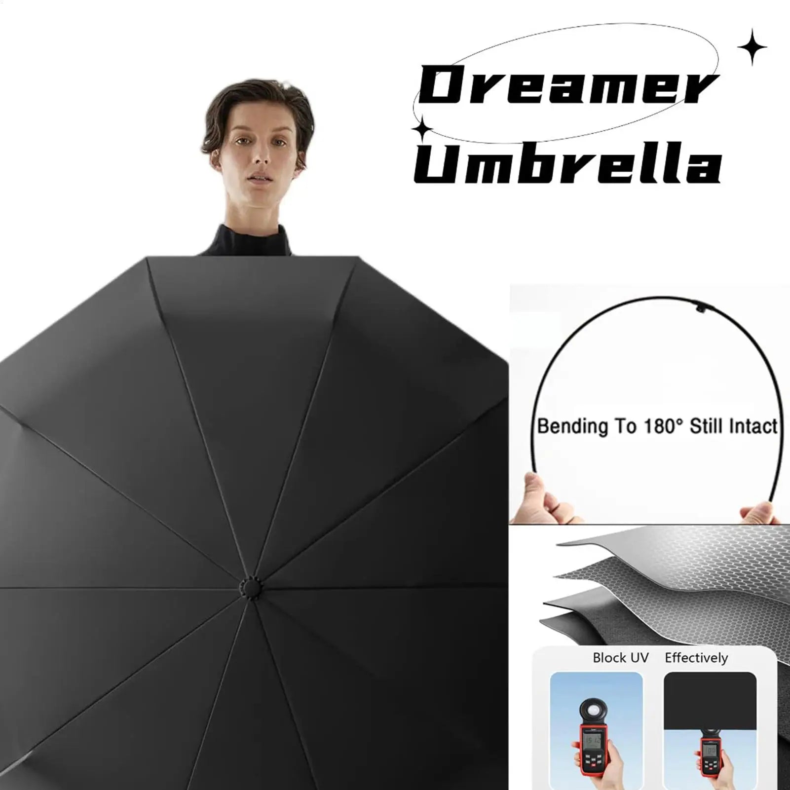Automatic Umbrella Sun Protection Windproof Foldable Travel Women Men Qme