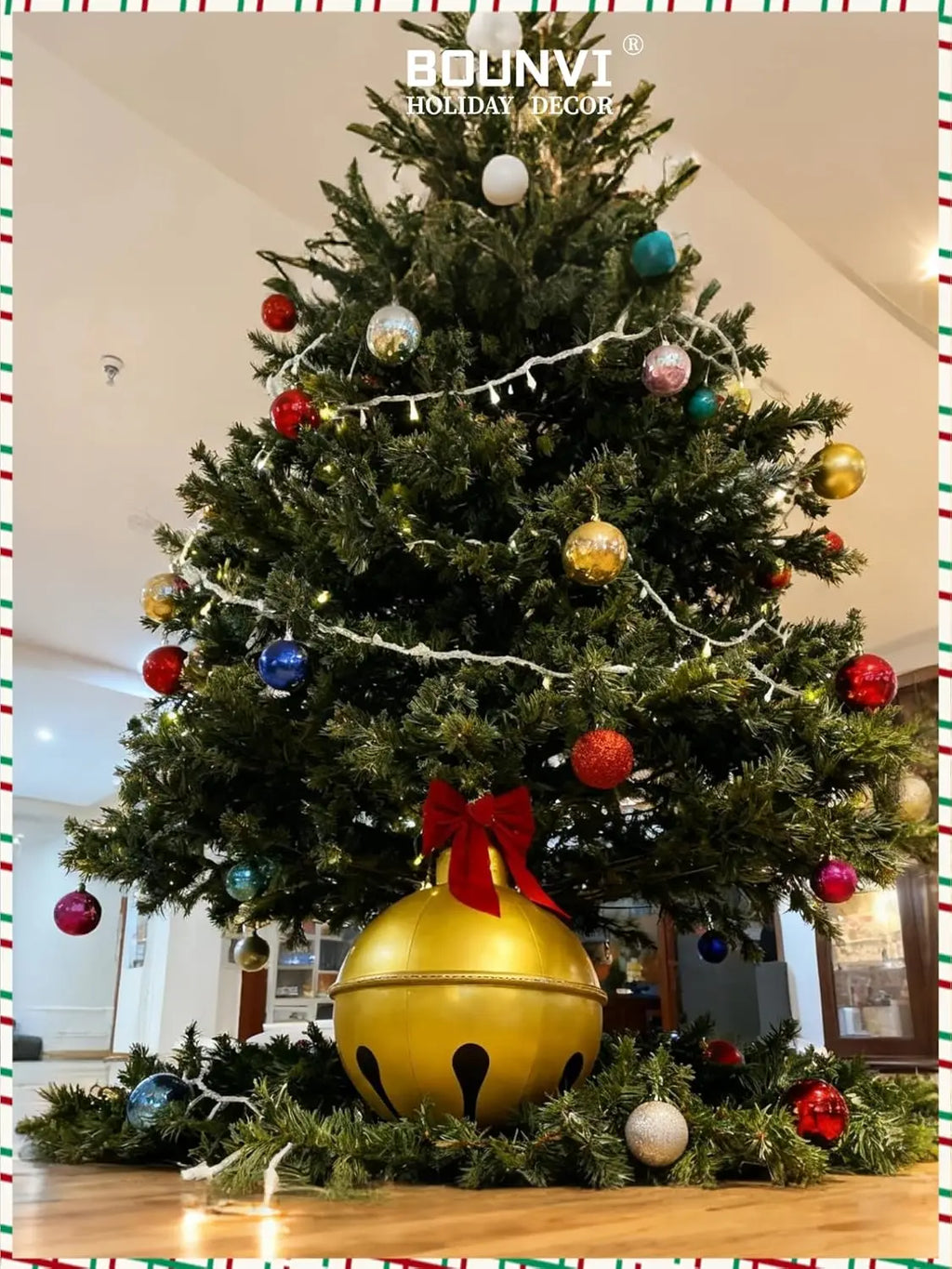 23.6-Inch Inflatable Christmas Ball with Bell Sound Outdoor Yard Fun Decoration Christmas Decorations Inflatable Bell Ornament Qme