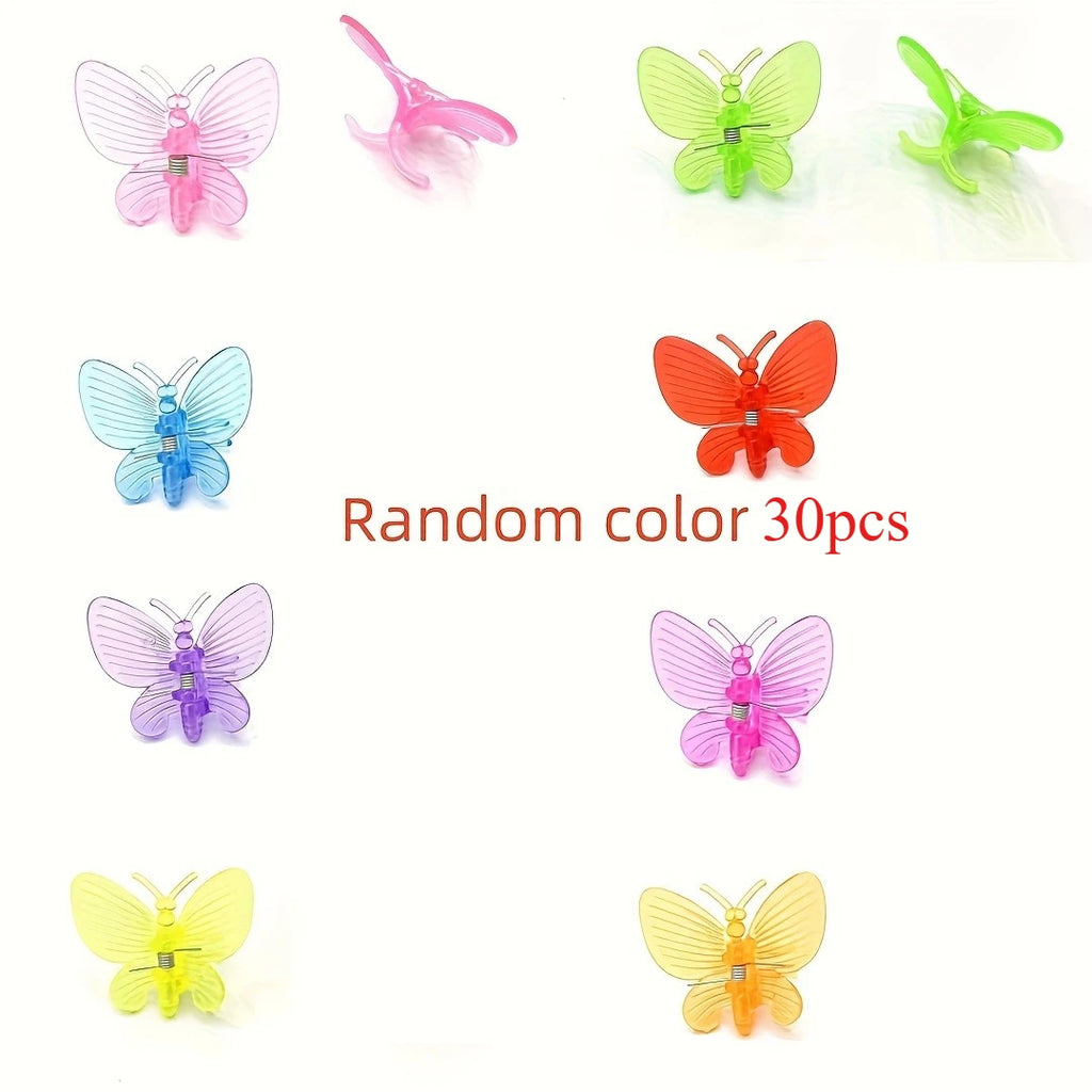 Butterfly Plant Support Clips Reusable Plastic Stem Fixing Clamp Vine Traction Clip For Garden Plant Flower Vine Fixing Tool Qme Random color 30pcs