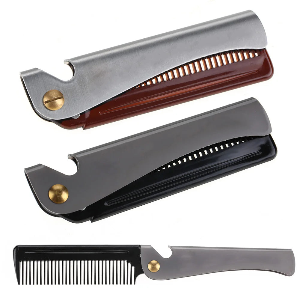 Folding Beard Comb Moustache Comb Beard Comb Folding Moustache Shaping Comb Stainless Steel Round Comb Teeth Beard Comb Qme