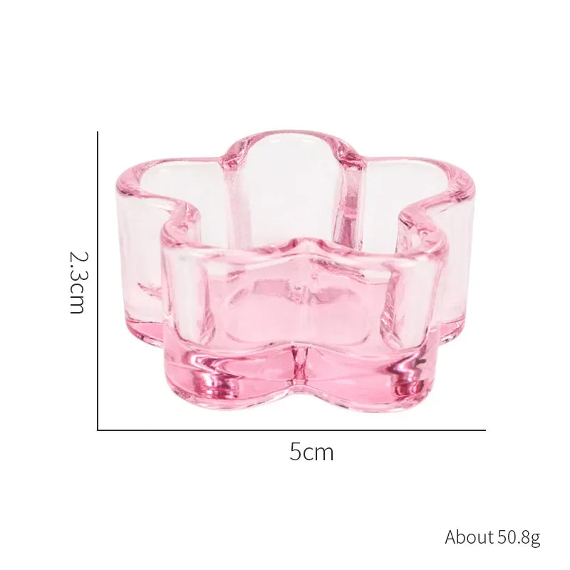 Acrylic Powder Liquid Crystal Glass Cup Aurora Colorful Cup Nail Brush Washing Mug Nail Art Tools Liquid Powders for Mixing Bowl Qme pink flower type