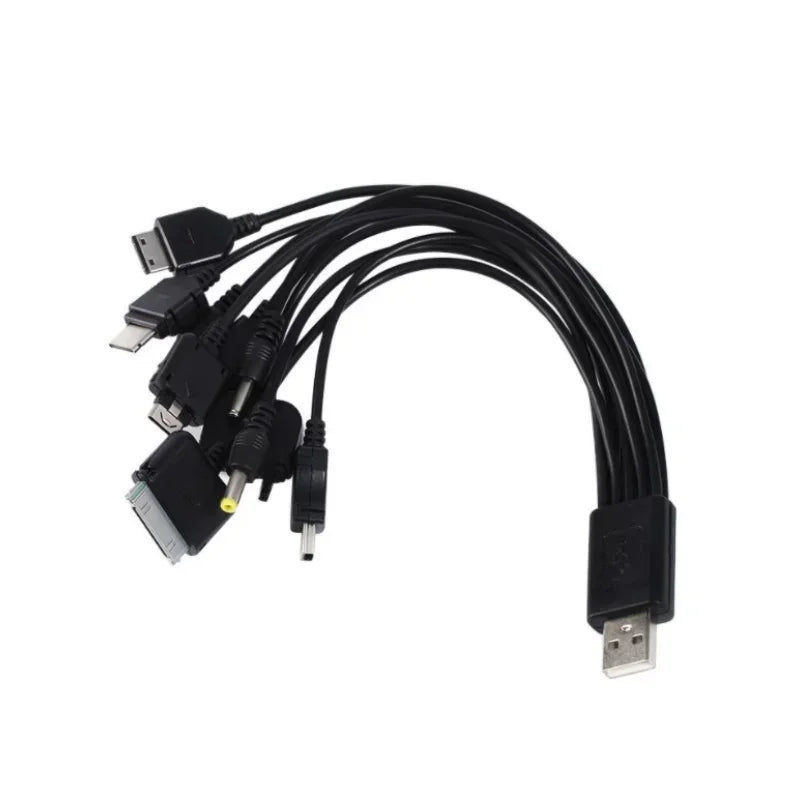5pcs USB Multi-head Ten In One Charging Cable Mobile Phone 10 In 1 Multi-head Charging Cable 0.23 Meters Qme