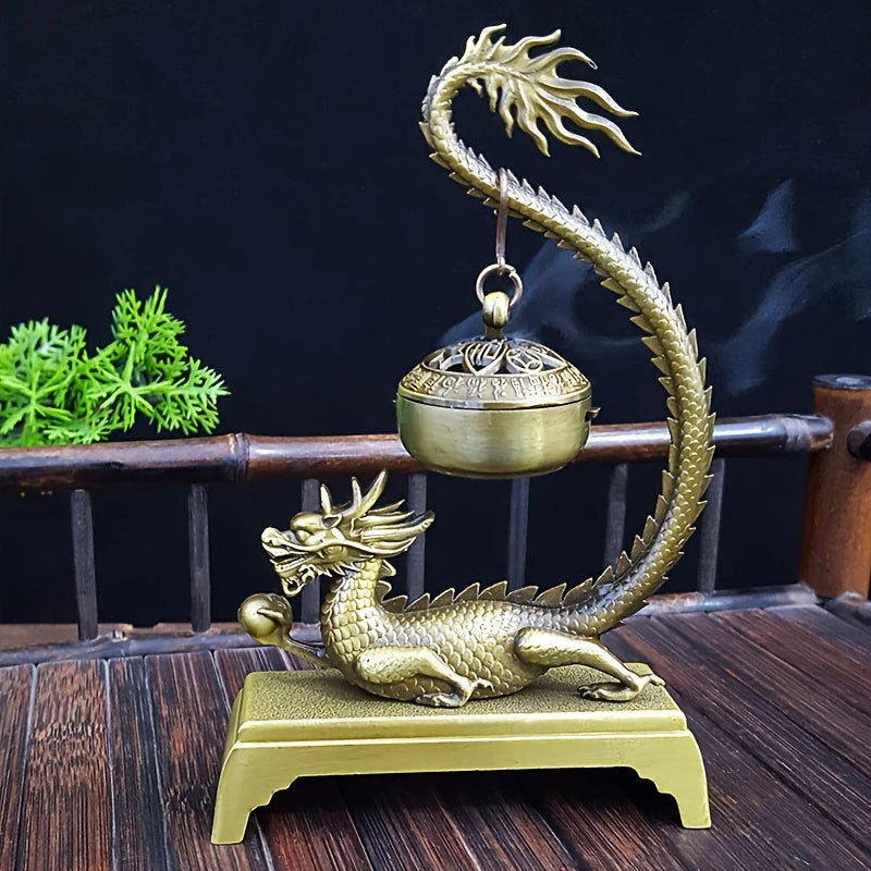 Dragon Incense Holder Lucky Feng Shui Chinese Retro Burner Qme