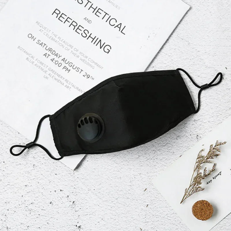 Reusable Washable Fashion Anti Dust PM2.5 Mouth Face Mask with Breathing Valve Filter Activated Carbon Cotton Face Mask Qme