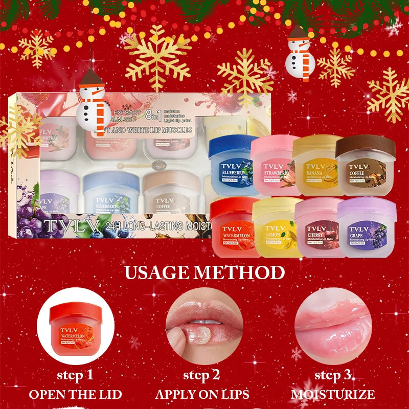8 Fruity Lip Care Moisture Balm Fading Lines Lipstick Makeup Natural Qme