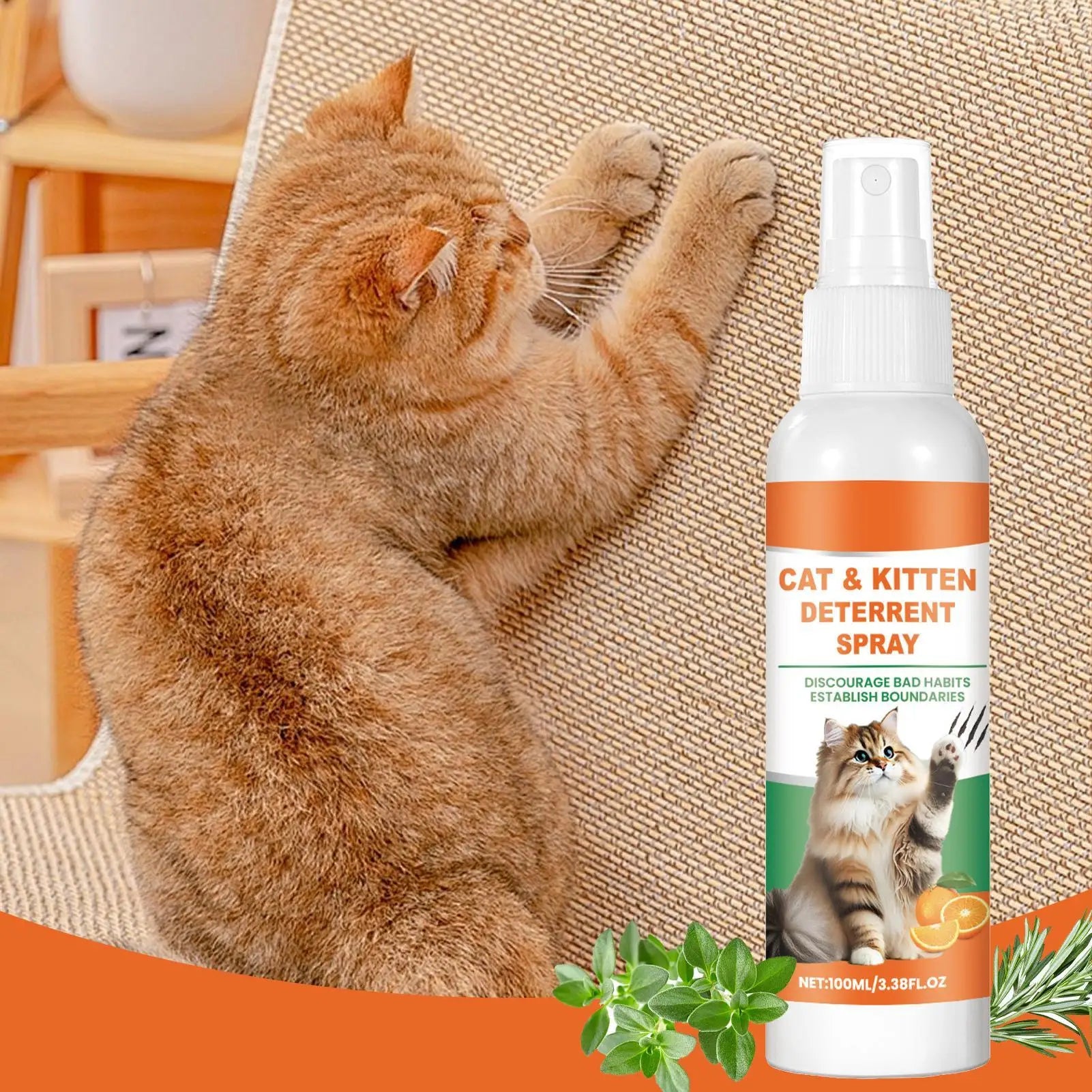 Cat No Scratch Spray 100ml Anti Scratch Furniture Protector Spray Cat Training Spray to to Keep Cats off Furniture Sofas Rugs Qme
