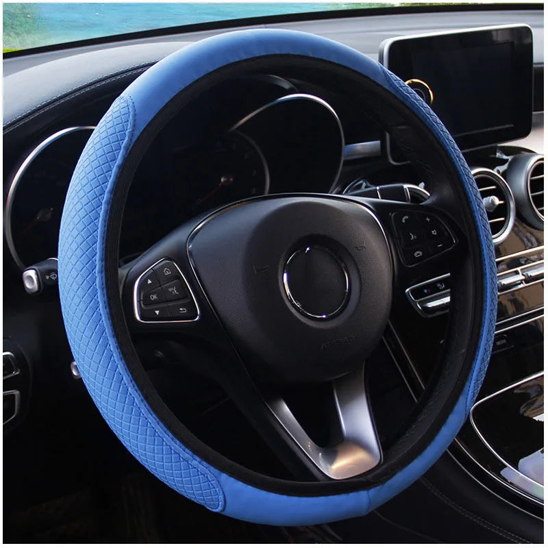 Steering Wheel Cover Braid On The Steering Wheel Cover Cubre Volante Auto Car Wheel Cover Car Accessories Qme Blue