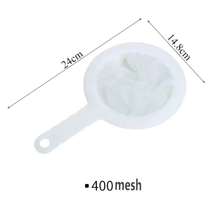 100/200/400 Mesh Ultra Fine Filter Mesh Strainer Spoon Sieve Washable High Density Nylon Screening Colander for Coffee Yogurt Qme 400 Mesh