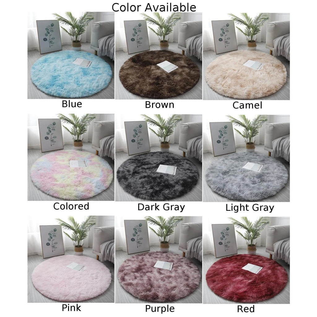 Super Soft Plush Round Rug Mat Anti-Skid Fluffy-Mat White Pink Carpets For Living Room Home Bedroom Bedroom Decoration Qme
