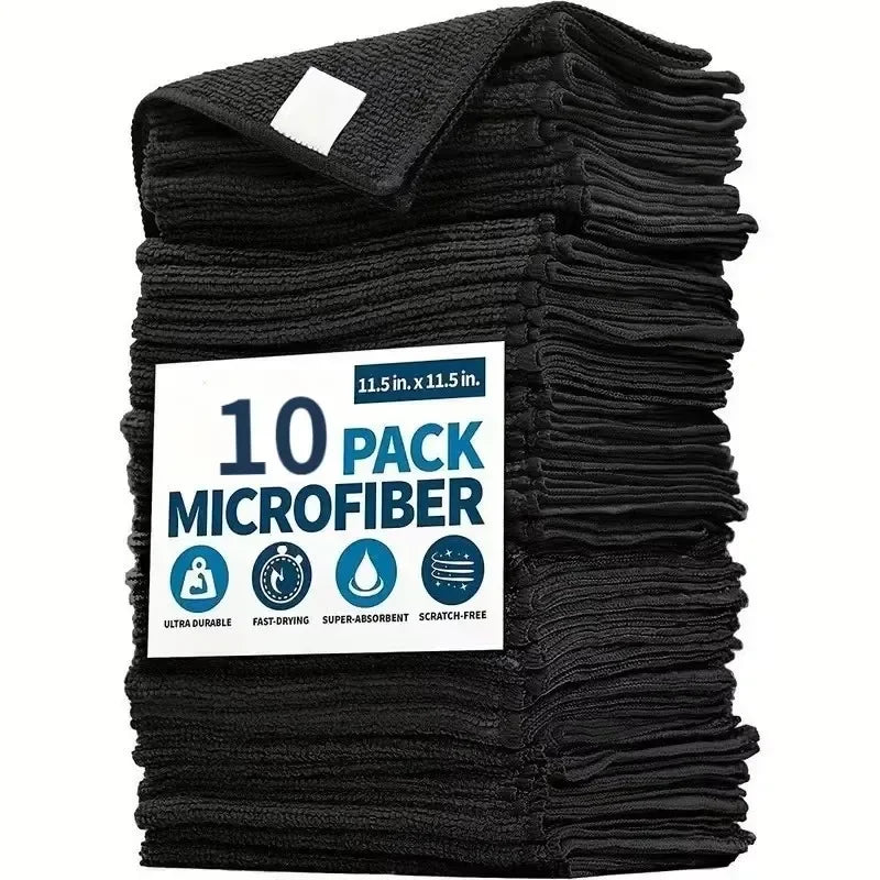 Ultrafine Fiber Black Cloths Household Rag Car Clean Polyester Cotton Quick Drying Duster Kitchen Towel Dish Cloth Scouring Pad Qme