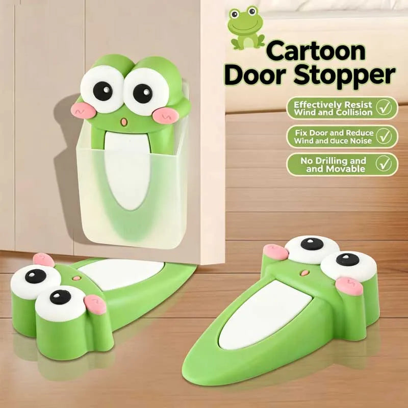 Cute Frog Non Perforated Door Stopper and Barrier (with Storage Box) can protect walls and floors, suitable for home decoration Qme