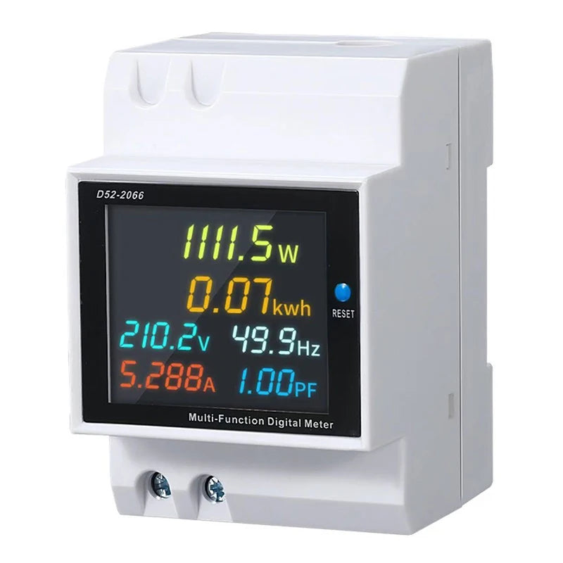 6IN1 Din Rail AC Monitor 110V 220V 380V 100A Voltage Current Power Factor Active KWH Electric Energy Frequency Meter. Qme