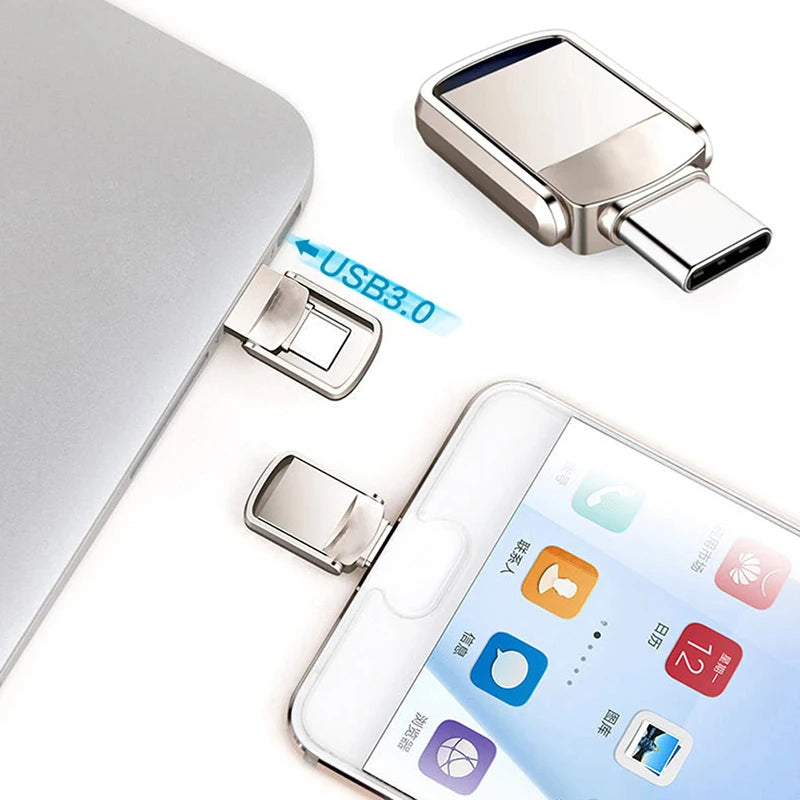 USB Flash Drive 3 0 2TB Dual Pendrive OTG TYPEC Memory Stick Pen Qme