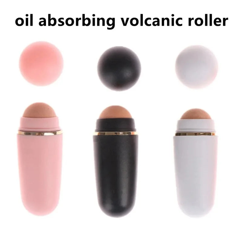 Face Oil Absorbing Roller Natural Volcanic Stone Massage Body Stick Qme