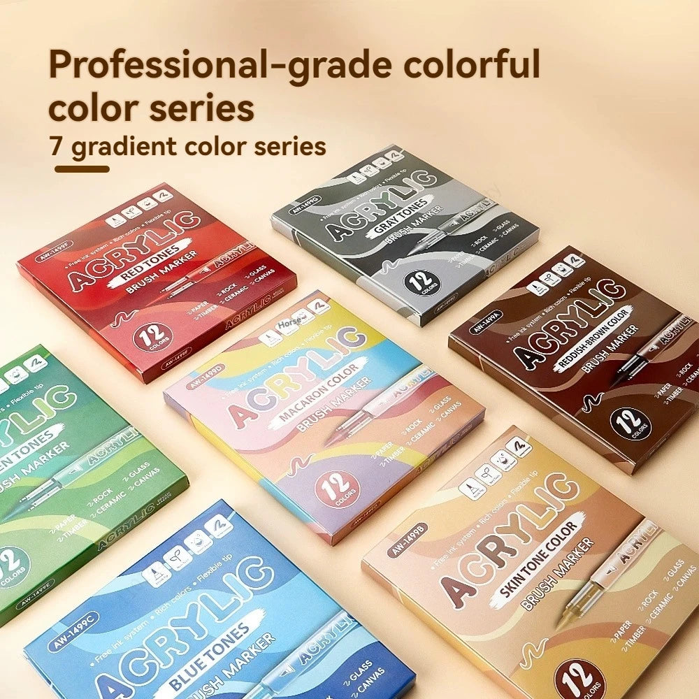84 Colors Acrylic Paint Markers, With Direct-Liquid Ink System, Brush Tip, For Wood, Glass, Fabric And DIY Crafts Art Supplies Qme