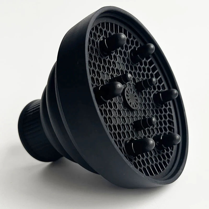 Universal Silicone Hairdryer Diffuser Cover Scalable Hair Drying Tool with Temperature Resistant Dispersing for Salon Qme 1pcs black