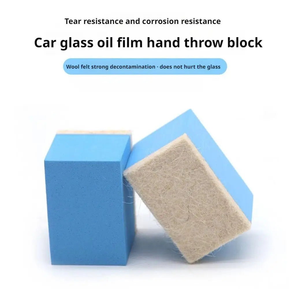 Car Glass Cleaning Sponge Wool Felt Brush Windshield Oil Film Qme