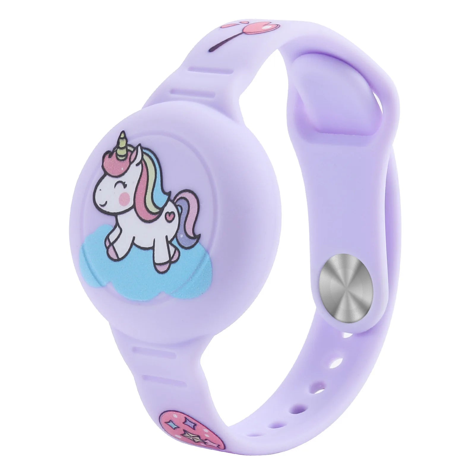 New Waterproof For Apple Airtag Holder Wristband Kids Silicone Case Bracelet Children For AirTags Case Watch Band Qme Purple--