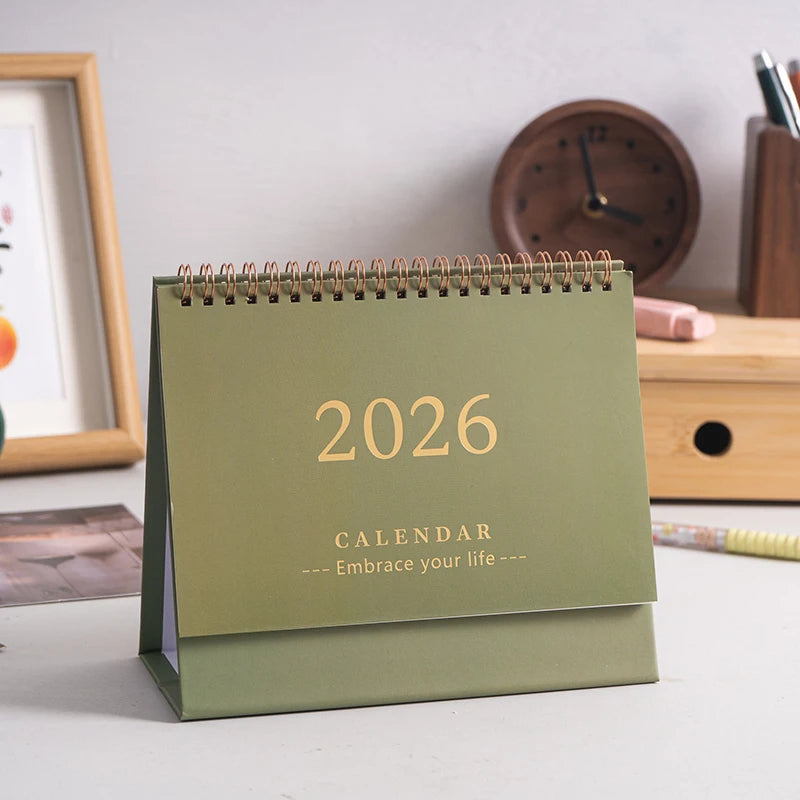 2026 Mini Desk Calendar Simple Creative Desktop Ornaments Calendar Plan Punch Card Calendar Notepad Calendar Anniversary Gift Qme Green