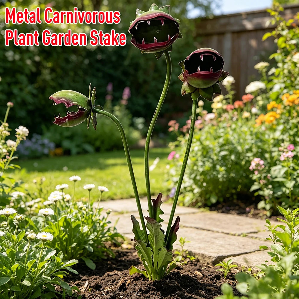 Venus Flytrap Garden Stakes Decorative 25in H Artificial Flower Stake Decor Yard Art Monster for Flower Beds Patios & Planters Qme