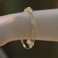 Ancient Style Imitating Hotan Jade Double Layer Bracelet Exquisite Fashion Women's Daily bangle Jewelry Gift Qme Gold-color