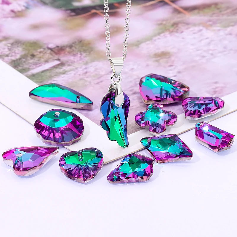 Crystal Pendant Beads Bright Color Single Hole Charm Glass Jewelry Beads Gems For Jewelry Making Supplies DIY Earrings Bracelet Qme