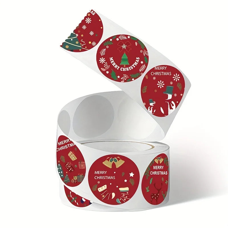 1 roll of Christmas gift circular decoration sealed gift packaging label sticker Qme