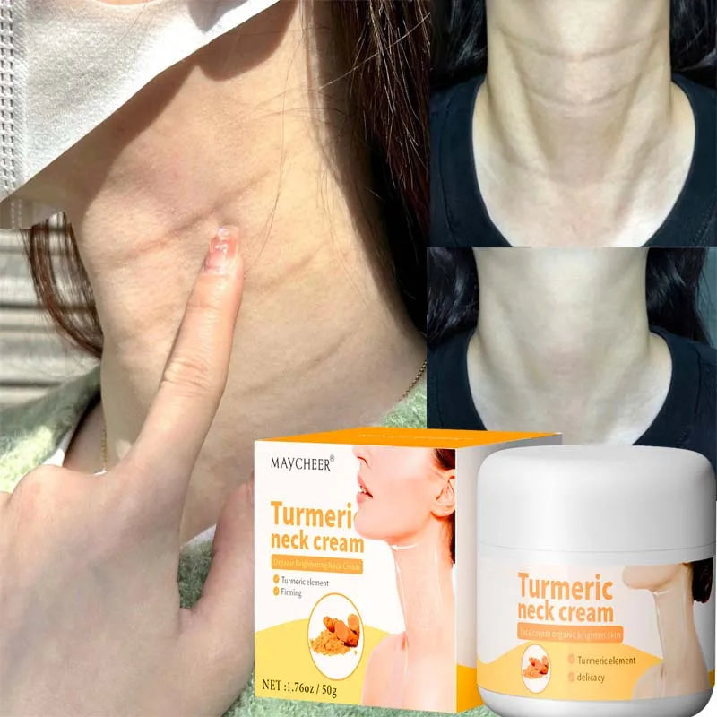 Turmeric Neck Cream Remove Wrinkle Anti-Aging Firming Whitening Moisturizing Nourishing Smooth Tighten Skin Care Beauty Health Qme