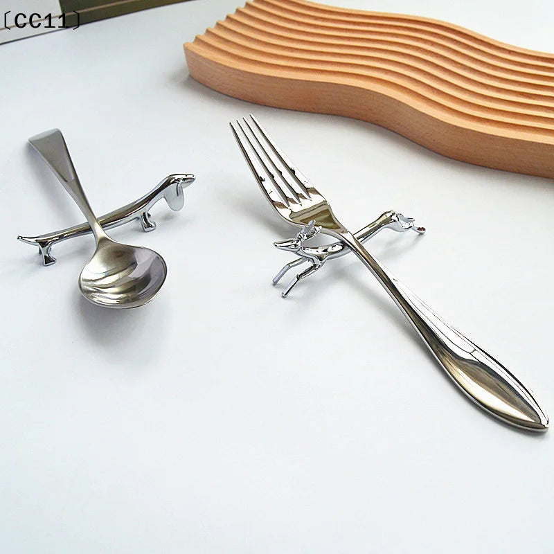 Metal Cutlery Rack Deer-shaped Chopstick Rest Zinc Alloy Tableware Qme