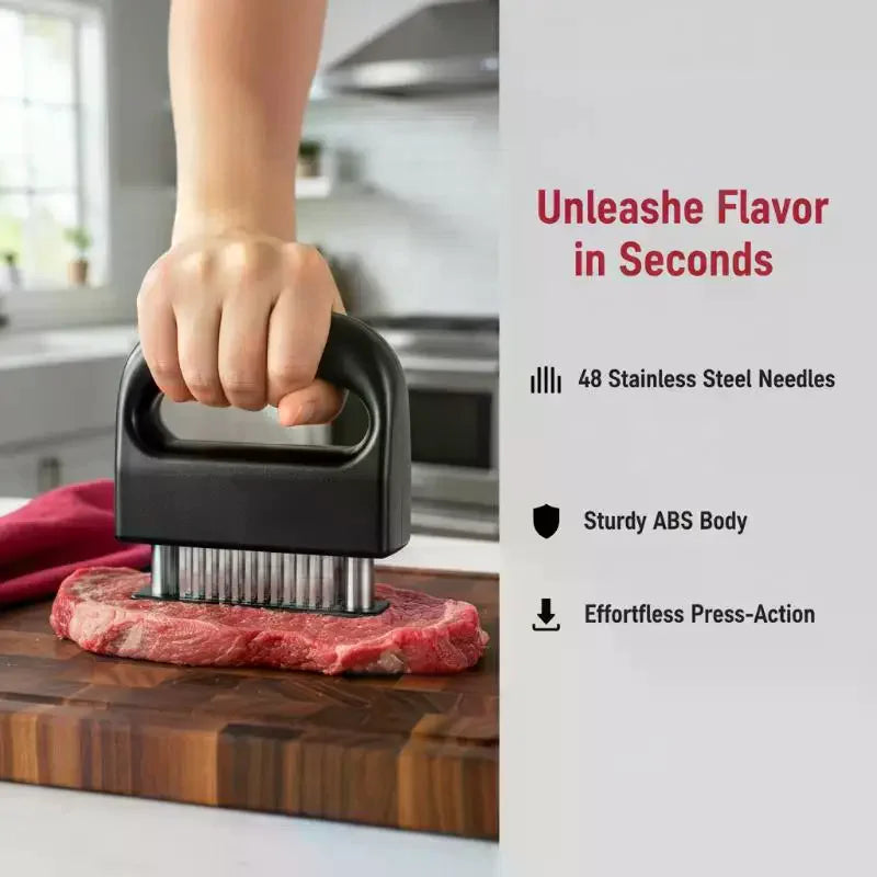 Stainless Steel Meat Tenderizer 48 Needles Beef Steak Breaker Hammer Kitchen Cooking Tool BBQ Grilling Marinade Accessories Qme