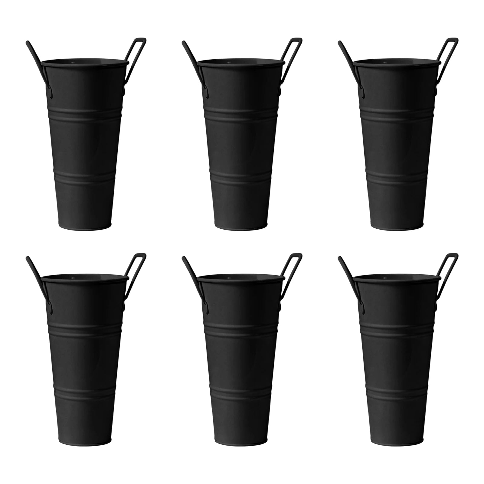 6Pcs Small Galvanized Tin Flower Buckets Flower Buckets with Handles Metal Flower Vase for Home Garden Table Centerpiece Decor Qme Black One Size