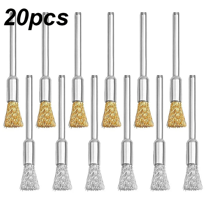 20pcs mini wire brushes are designed specifically for grinding and cleaning, effectively removing rust, corrosion, dirt, and pai Qme 20pcs