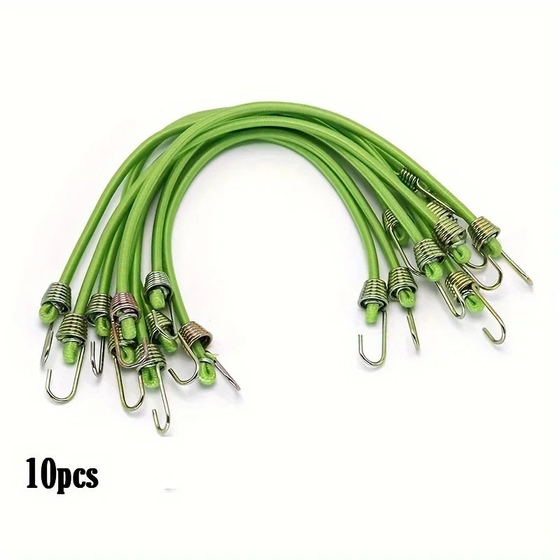 10pcs 10 Inch Bungee Cord High Elasticity Rubber Tied Rope With Hooks Outdoor Tent Assembly Camping Luggage Outdoor Accessories Qme
