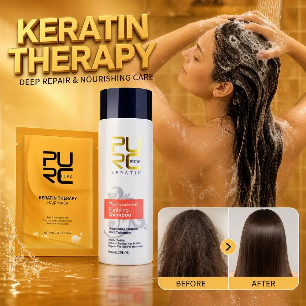 Brazilian Keratin Hair Treatment For Curly Damaged Hair Straightening Smoothing Scalp Treatment Purifying Shampoo Hair Care Qme