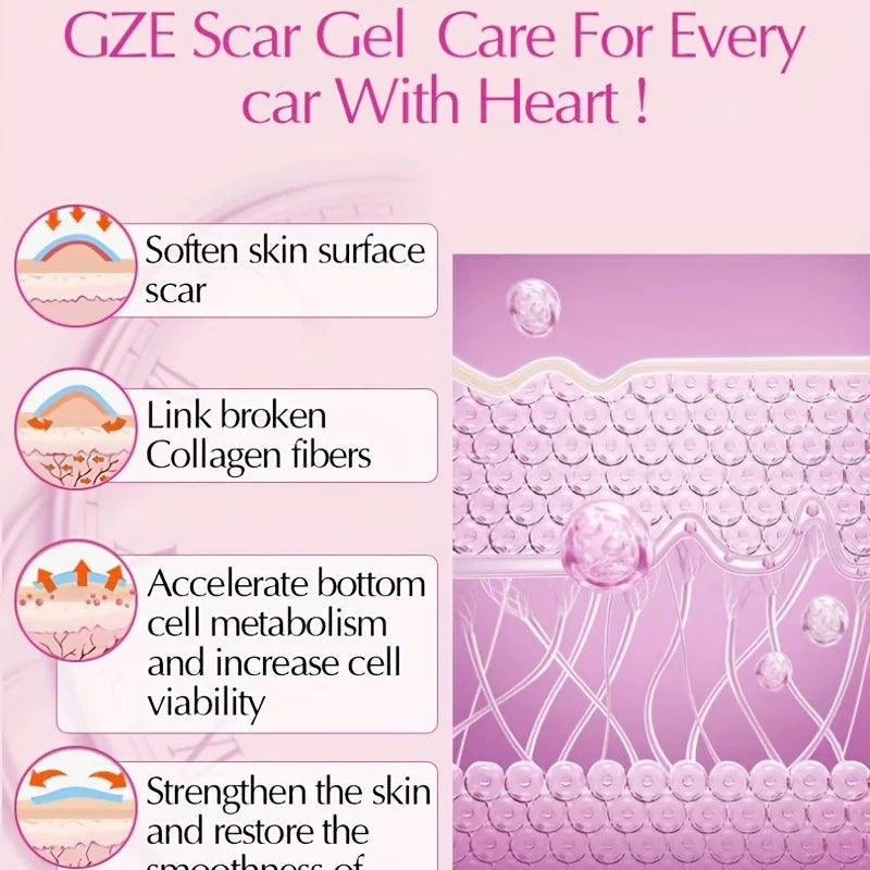 GZE Scar Care Gel Acne stretch mark Cream With Allantoin, Vitamin E, and Silicone - Non-Greasy and Fast Absorbing Qme