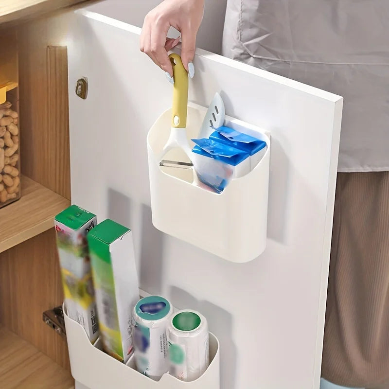 1pc Sink Organizer And Storage, Punc-free Wall-mounted Storage Holder, Wall Organizer, Adhesive Door Mount, Qme