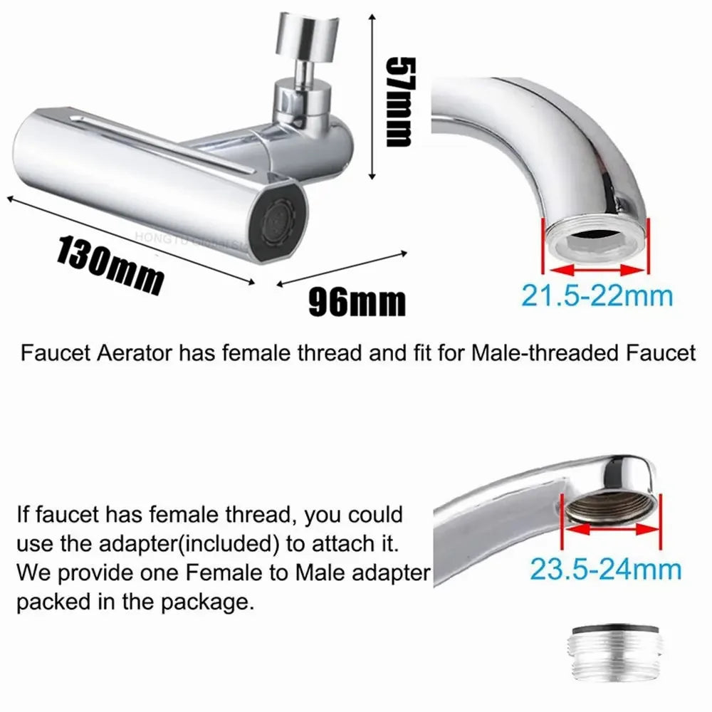 Pressurized Kitchen Sink Waterfall Faucet Bubbler Splash-proof 4 Modes Spout Bathroom Basin Tap Extender Water Saving Adapter Qme
