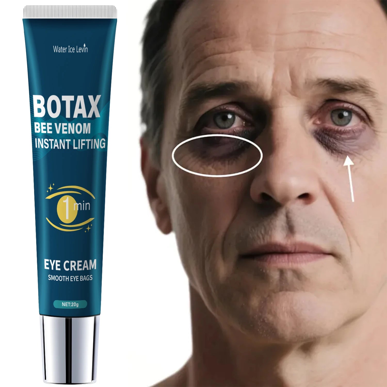 Eye Tightening Gel, Reduces Fine Lines, Contains Caffeine, Retinol, and Hyaluronic Acid, Moisturizes and Tightens the Skin, Alcohol-Free Qme