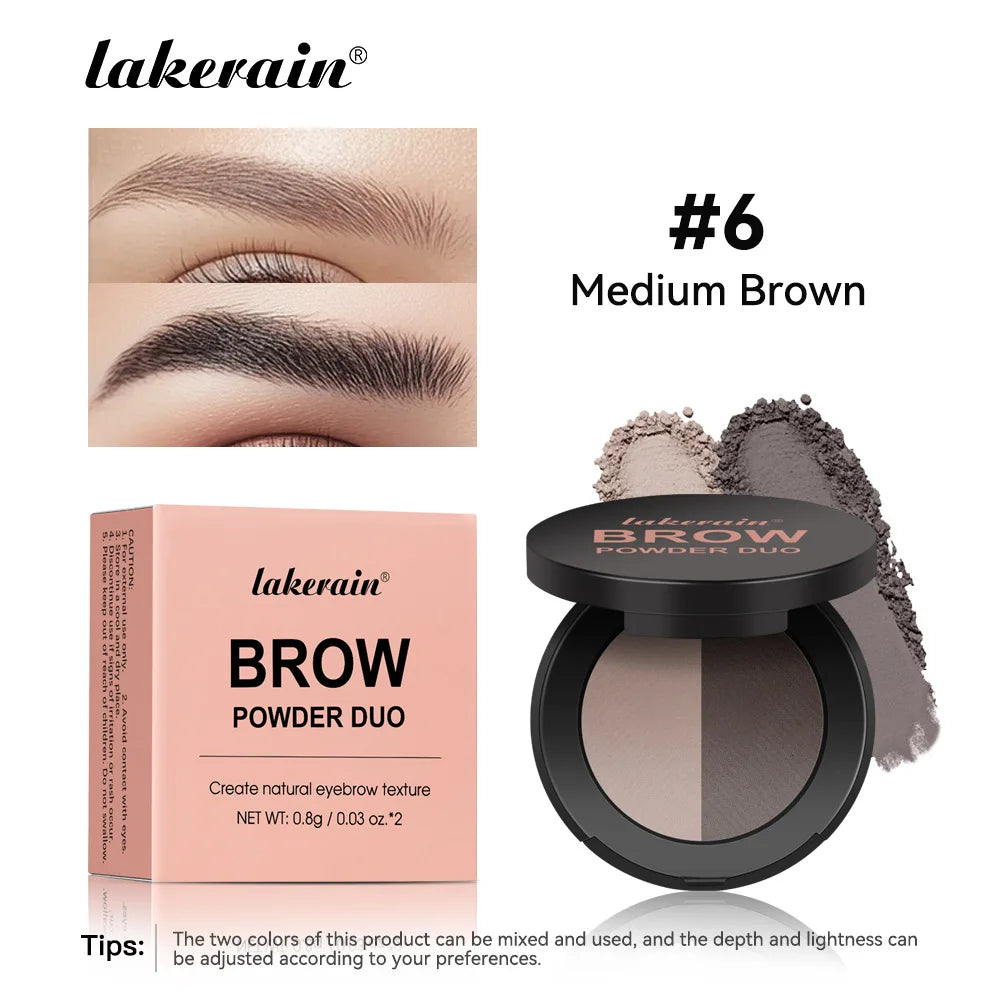 Dual-color Eyebrow Powder Ash Brown Contour Shadow Three-dimensional Eyebrow Shape Waterproof Natural Compact Powder Palette Qme 06