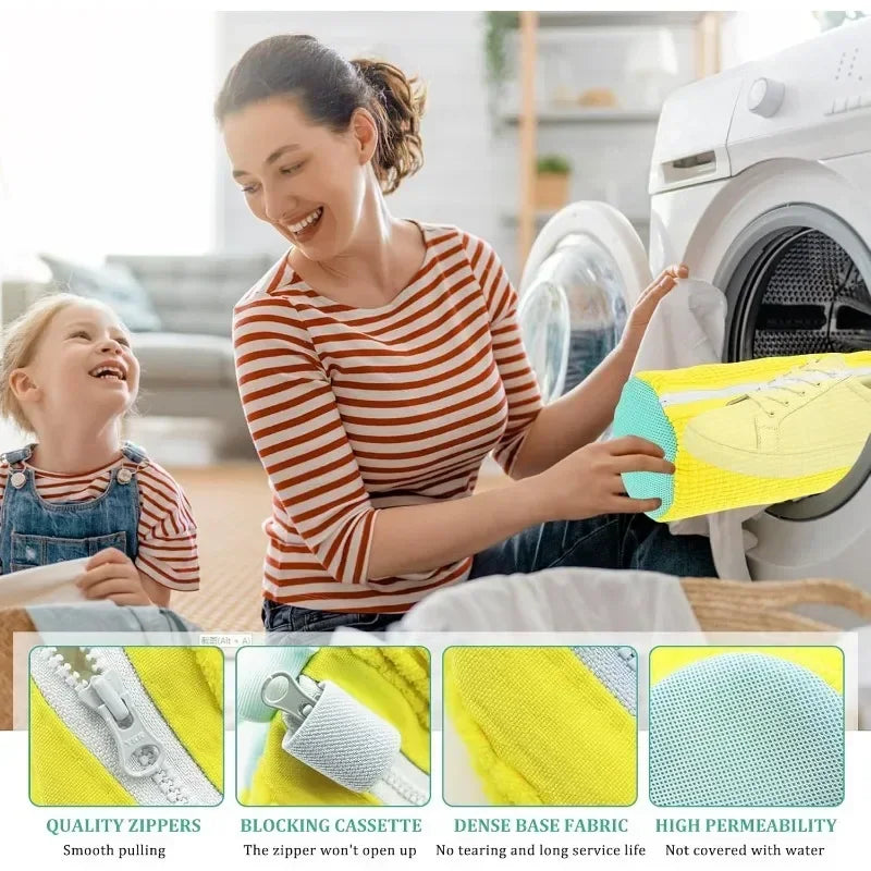 Laundry Bags Shoe Washing Machine Bag-with Zipper Laundry Bag with Rich Fluff Inside, Perfect for Sneakers and Casual Shoes Qme