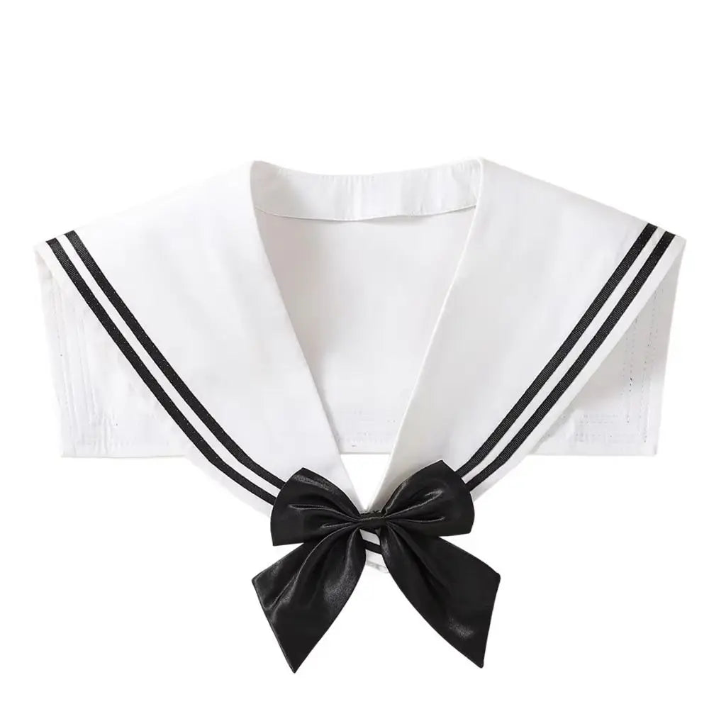 Elegant Cape Striped Sailor Fake Collar Black Cloak Blouse False Collars Korean Style Academy Style Detachable Collar Female Qme
