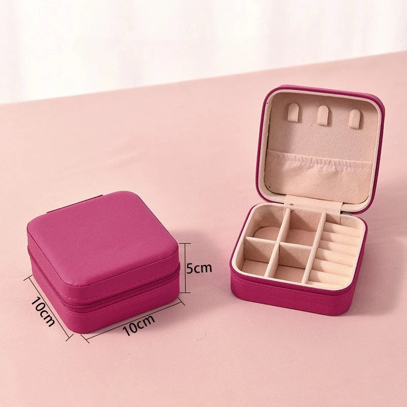 1pcs Single Layer Square Storage Box Ladies Travel Leather Jewelry Box Classic Various Colors Storage Box Qme Rose Red