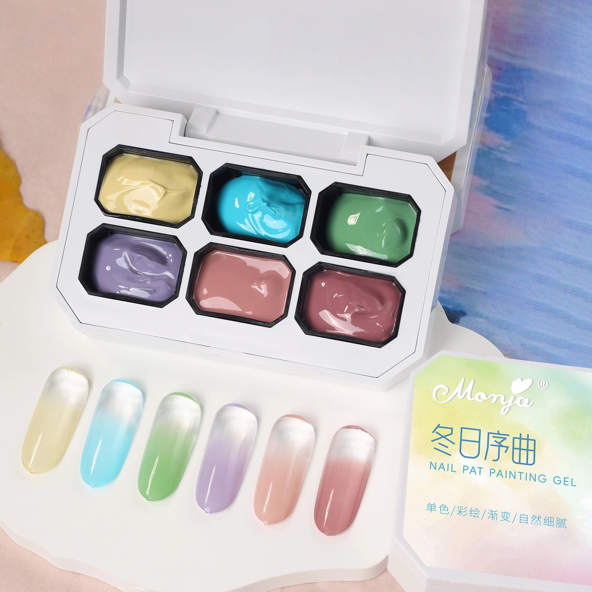 6 Colors Pink Blusher Patting Gel Nail 4 IN1 Gradient Painting Art Qme GTCH-6G-DRXQ