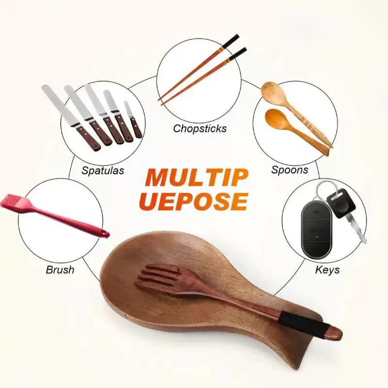 Wooden Spoon Rack Household Commercial Tray Holder Pad Cooking Qme