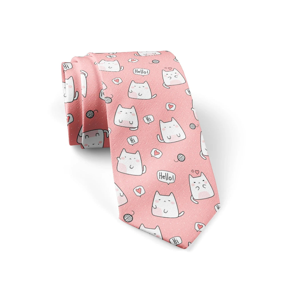 Fashionable Ukiyo-e Wave Print Tie Funny Small Animal Polyester Qme style6