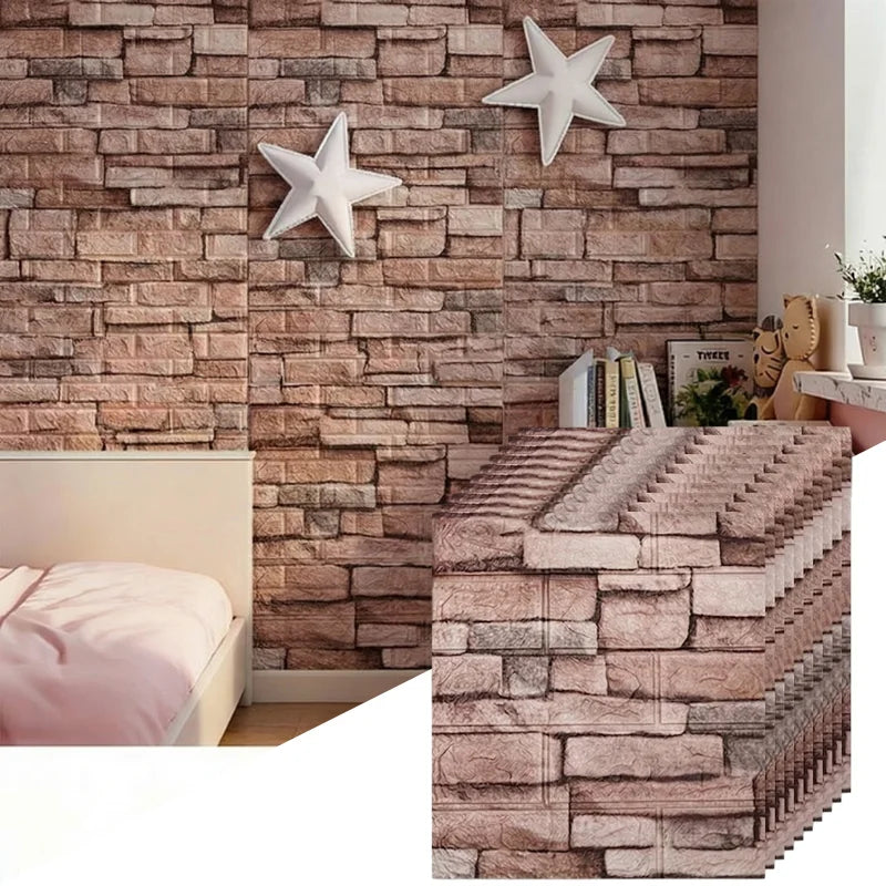 Waterproof 3D Brick Wallpaper 38 5cmx35cm Self Adhesive Wall Sticker Qme retro coffee 38CMx35cm 20pcs