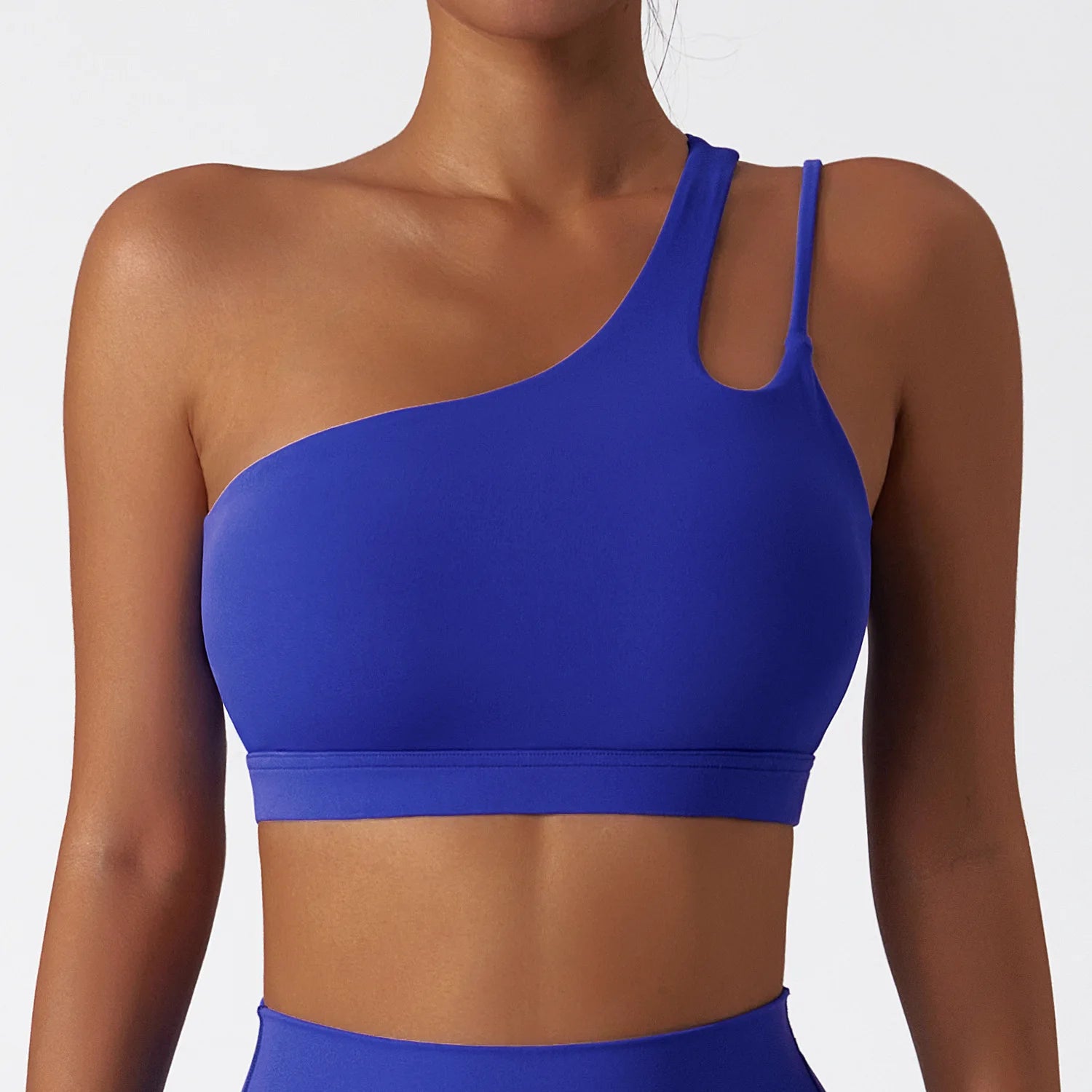 A Women Shockproof Sport Bra Women's Beautiful Back Gym Sports Underwear Women Oblique Shoulder Straps Running Fit Yoga Bra ﻿ Qme Klein Blue 14XL