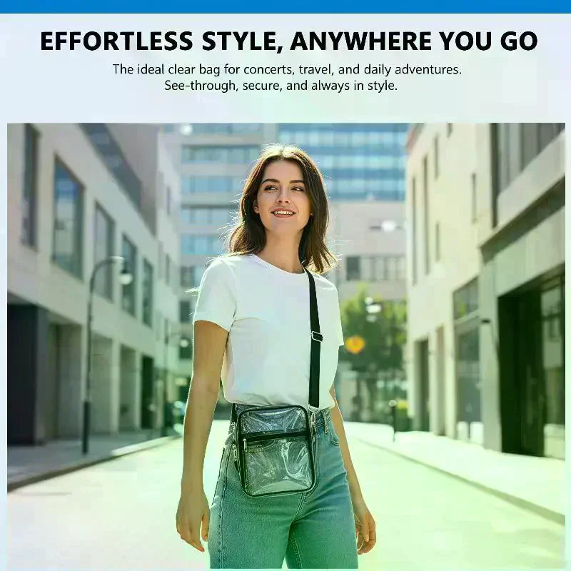 Clear Bags For Women Lightweight PVC Zippered Stadium Approved Bag For Concert Travel Events Everyday Qme