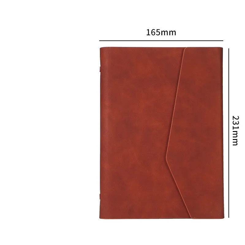 A5 6-Ring Binder Lined Paper Multifunctional Storage Pocket Cards Qme Brown
