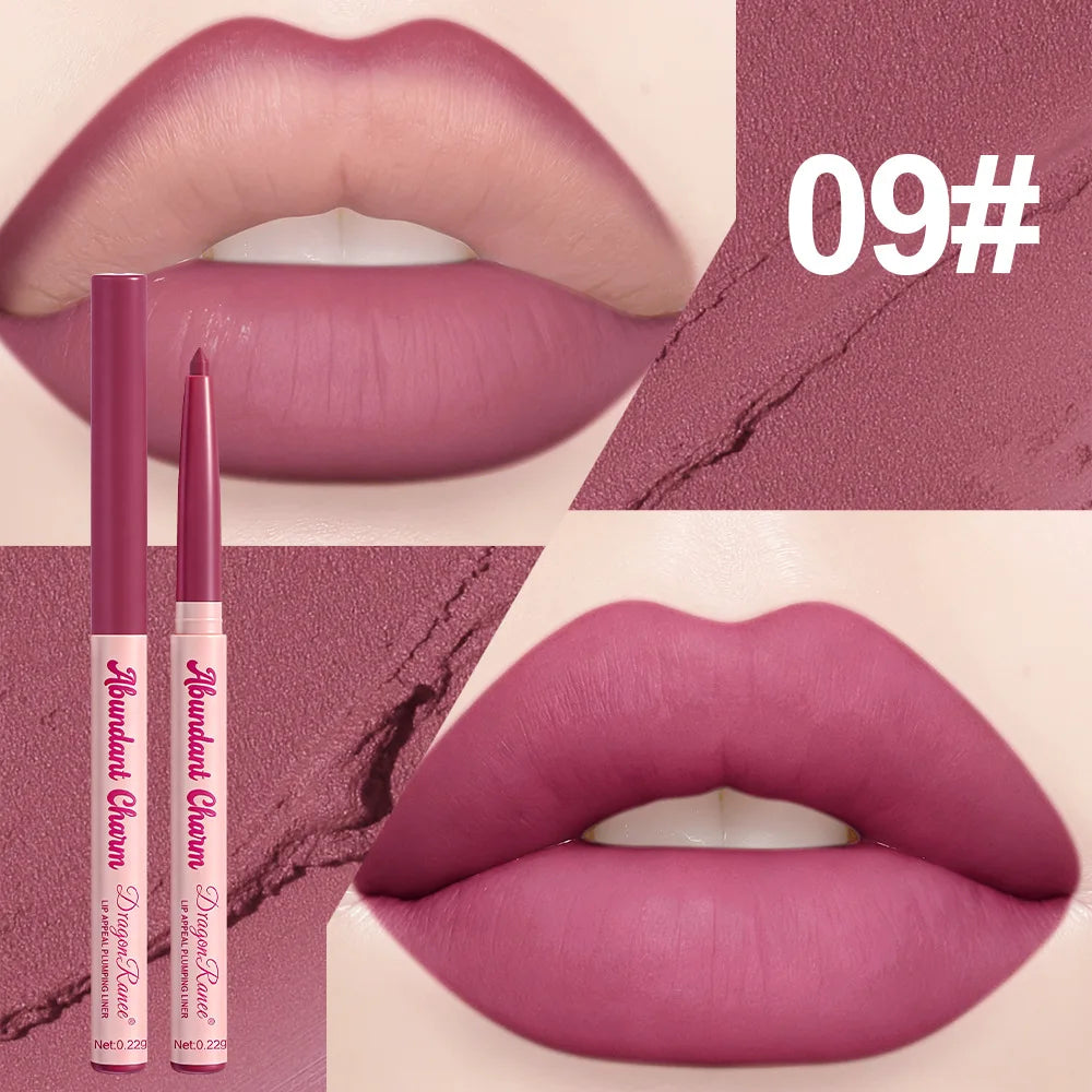 12 Colors Matte Lip Liner Pen Nude Pink Lip Contour Stick Waterproof Long-Lasting Outline Non-Drying Automatic Lipstick Makeup Qme 09